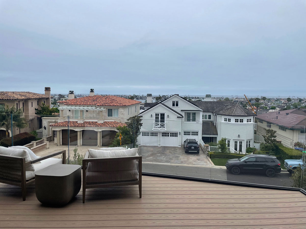 view from a master bedroom on the second floor with a view on the Kings Rd. in Newport Beach, CA.